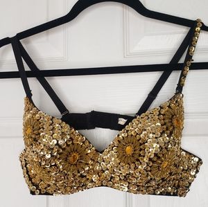 Gold sequin bra top